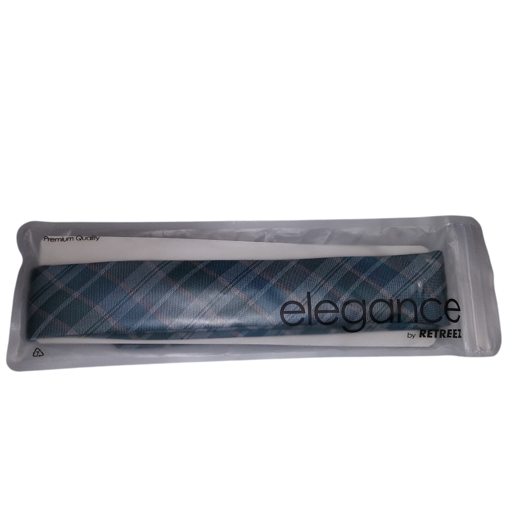 Retreez Elegance Turquoise Pattern Plaid Woven Microfiber Skinny 2"